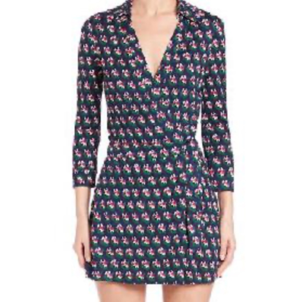 Diane von Furstenberg DVF Celeste wrap romper Zen Flora Midnight size 2
